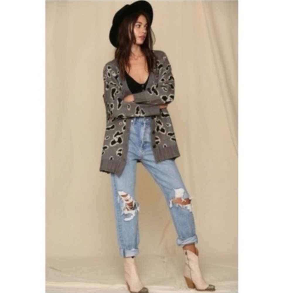#19 Leopard Print Button Front Cardigan Sweater - image 3